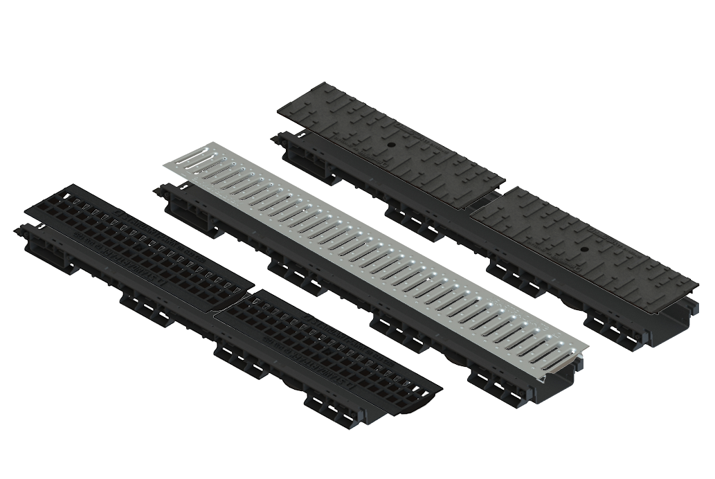 Лоток пластиковый PolyMax Basic DN100 h60 мм с выпуском